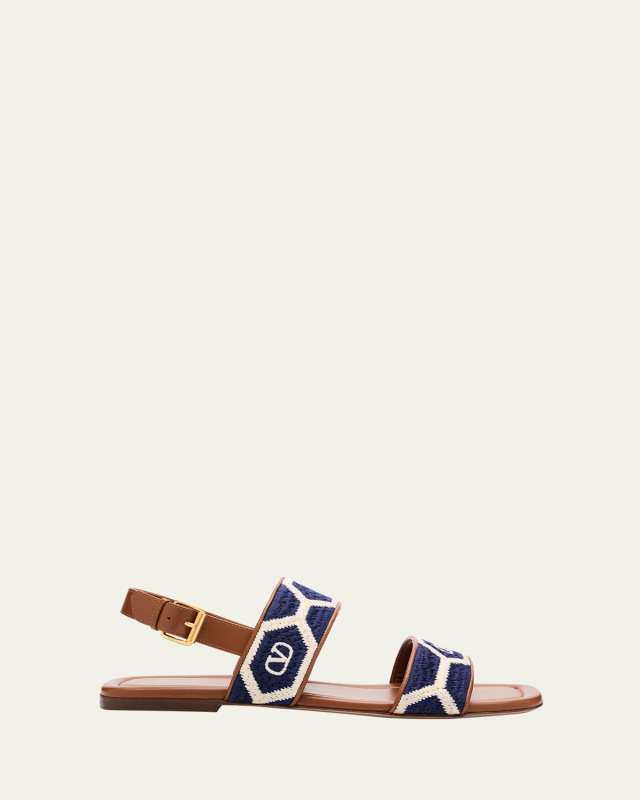 Embroidered Leather Summer Slingback Sandals